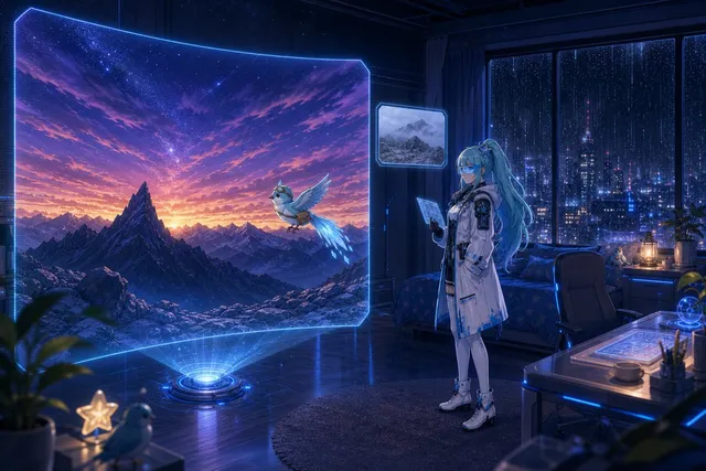 Holographic Mountain Bedroom