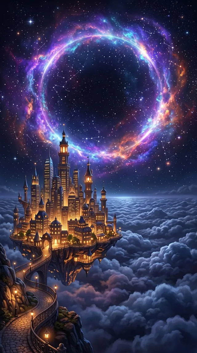 Futuristic Metropolis Above the Clouds