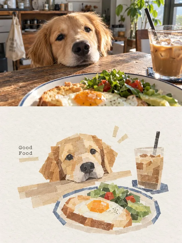 Hunde-Café Washi-Tape-Collage