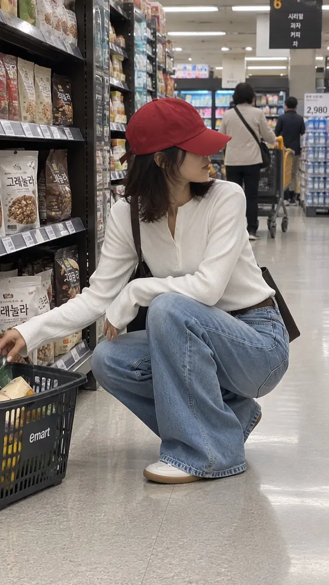 Candid Korean Supermarket Shopper