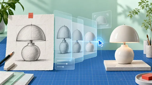 AI-Produkt-Skizze zu Lampen-Rendering