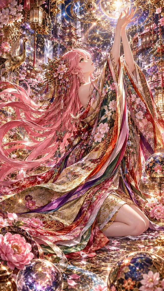 Celestial Sakura Kimono Maiden