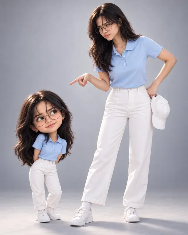Woman With Matching 3D Bobblehead